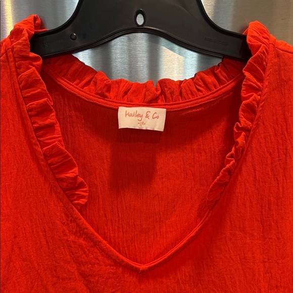 Vibrant Orange Ruffled Blouse - Picture 2 of 2